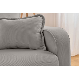 Albane - canapé 3 places - en velours côtelé - Gris clair