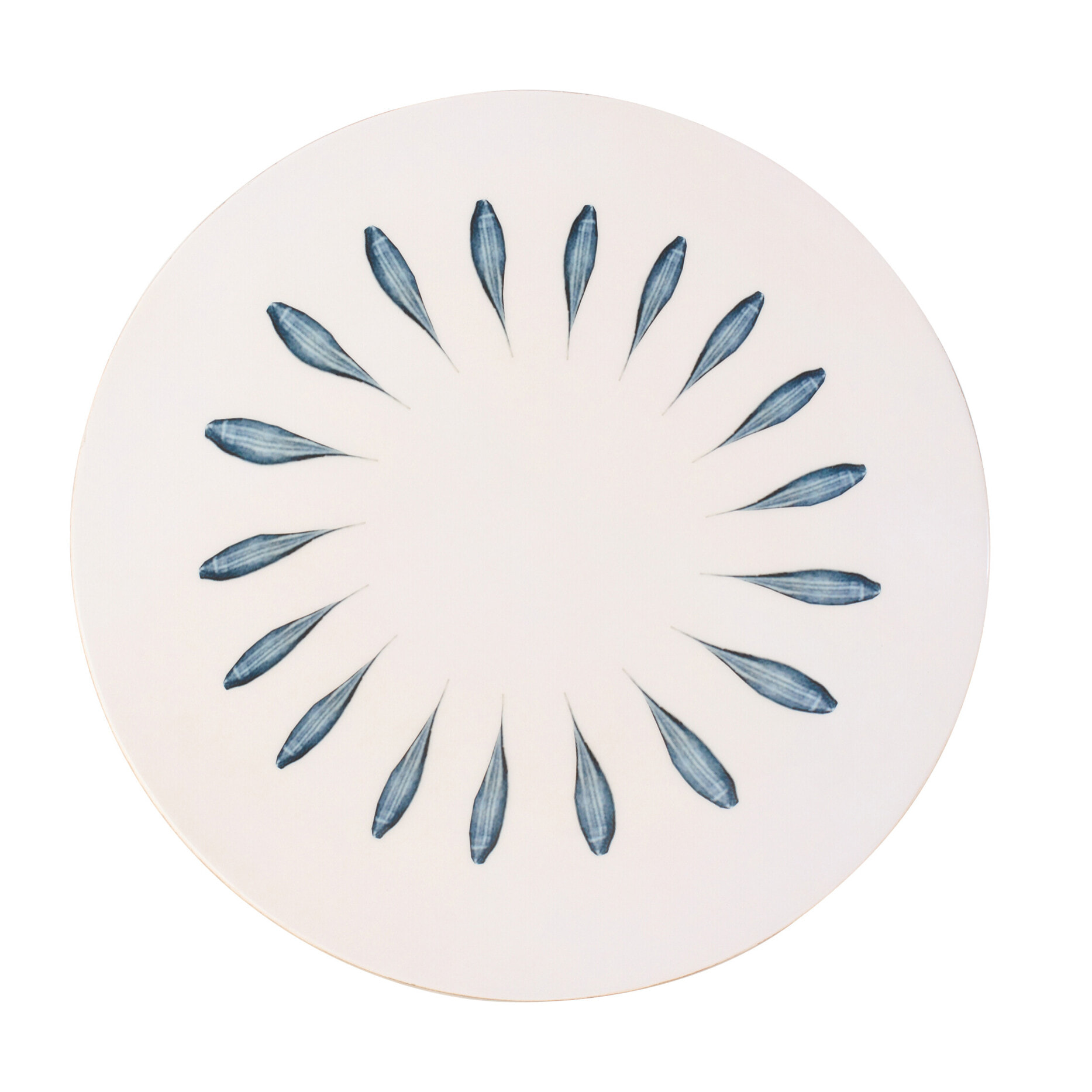 J-Line Plateau Tournant Rond - bois - bleu foncé/blanc