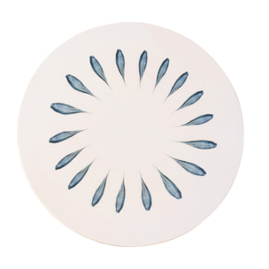 J-Line Plateau Tournant Rond - bois - bleu foncé/blanc