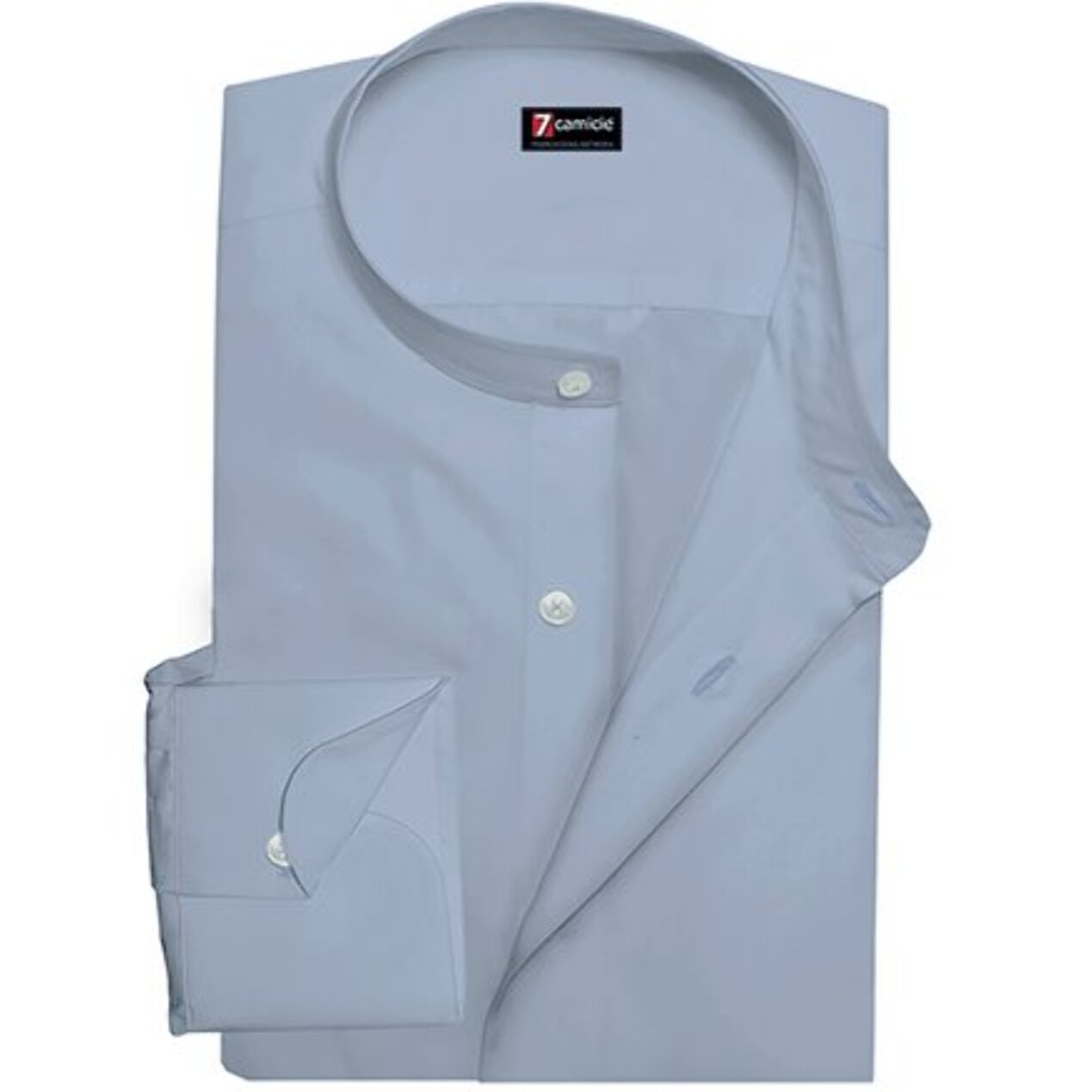 Camicia Uomo Coreano Slim Popeline Stretch Unito Celeste