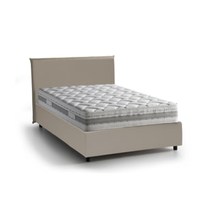 Letto matrimoniale Bice, Letto contenitore con rivestimento in ecopelle, 100% Made in Italy, Apertura frontale, adatto per materasso Cm 160x200, Tortora