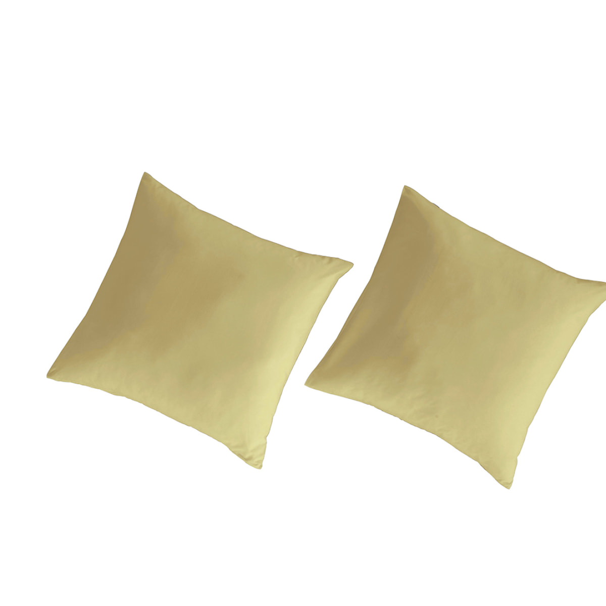 2 Fundas de almohada 100% percal de algodón orgánico LISO 65x65 cm - amarillo claro