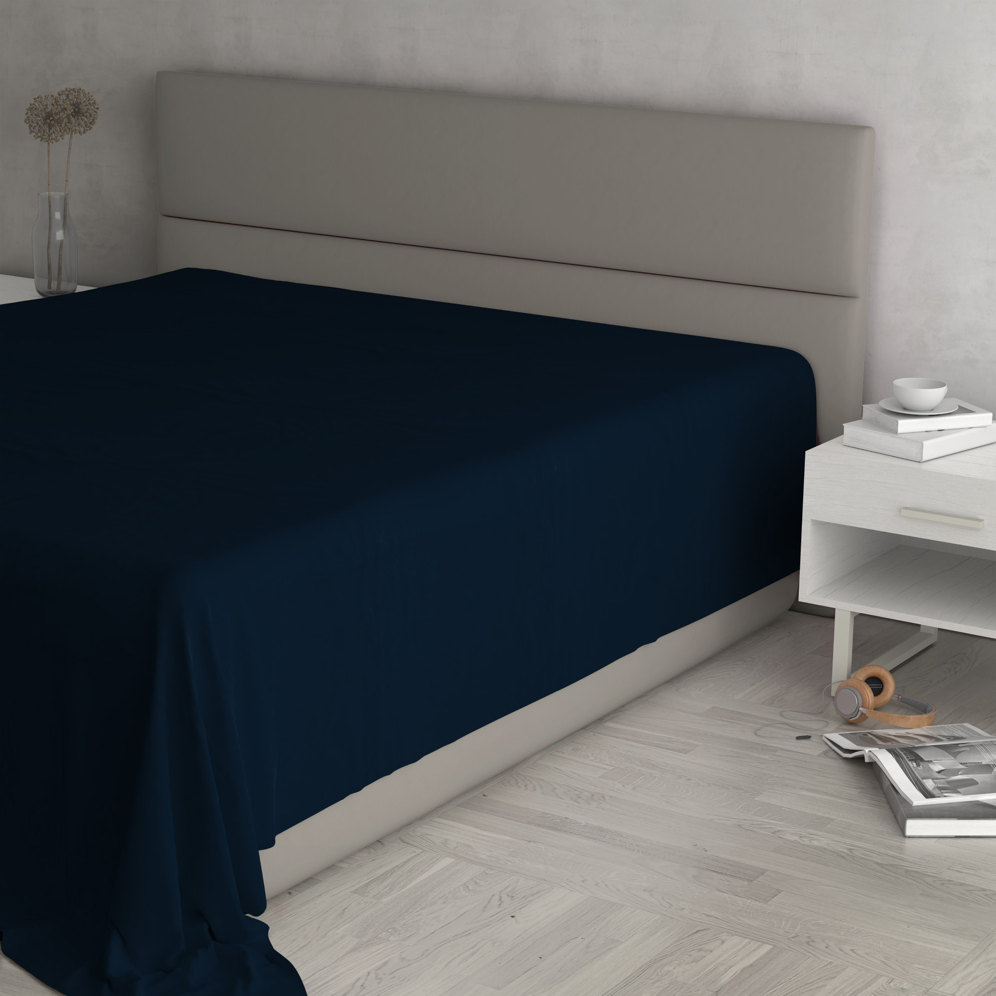 LENZUOLO SOPRA MAX COLOR, 100% Cotone, Tinta Unita, Made in Italy - BLU SCURO