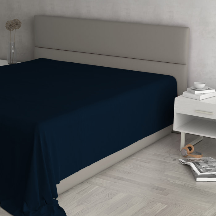 LENZUOLO SOPRA MAX COLOR, 100% Cotone, Tinta Unita, Made in Italy - BLU SCURO