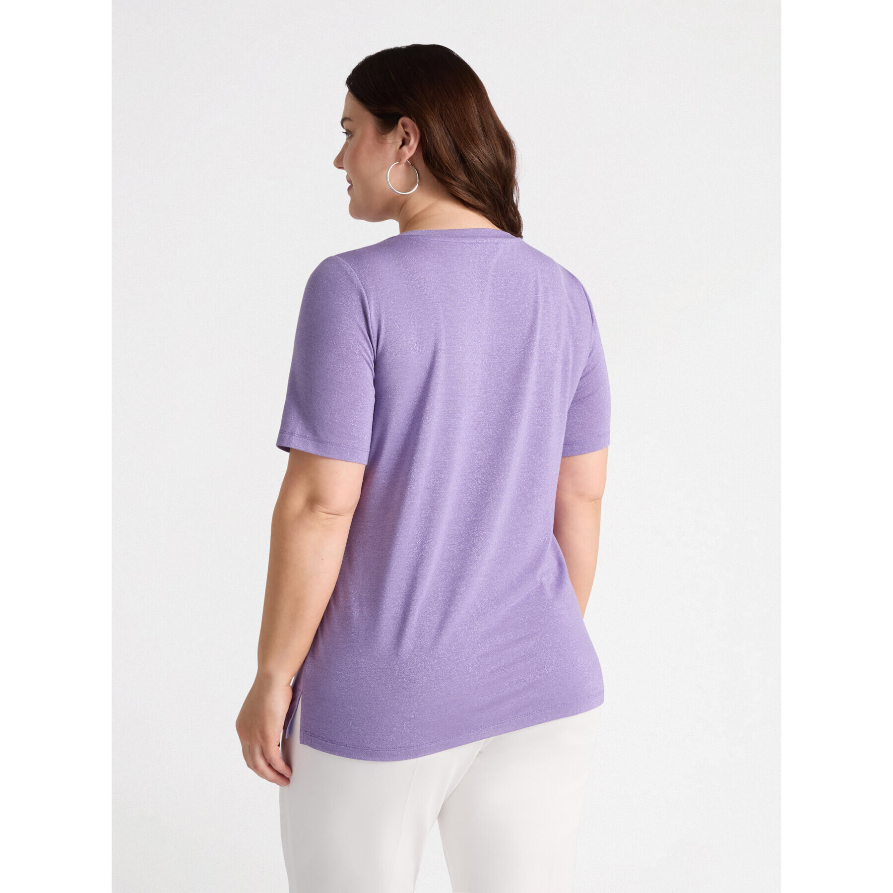 Fiorella Rubino - T-shirt in raso e jersey lurex - Viola