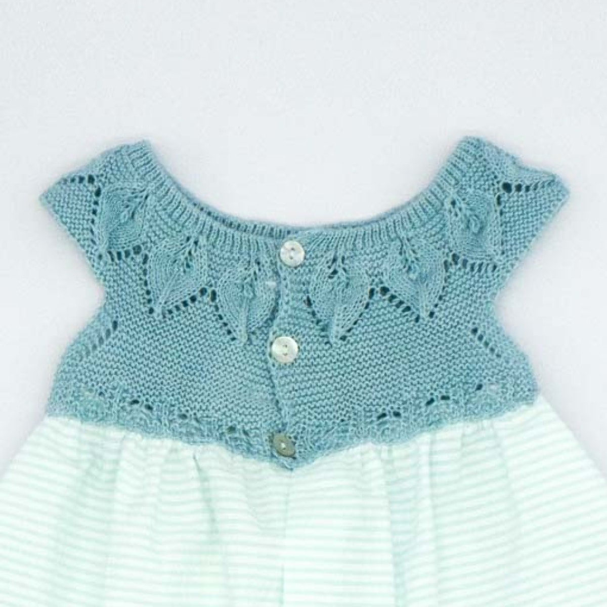 VESTIDO CUERPO PUNTO RAYAS AZUL Y BLANCO