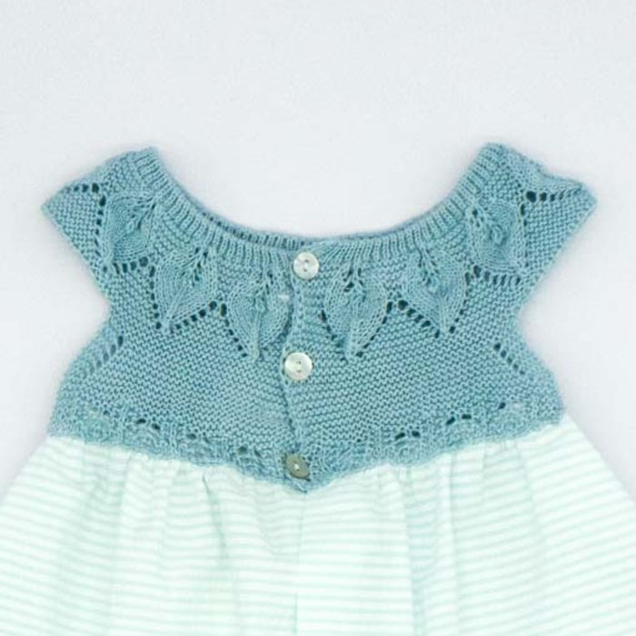 VESTIDO CUERPO PUNTO RAYAS AZUL Y BLANCO