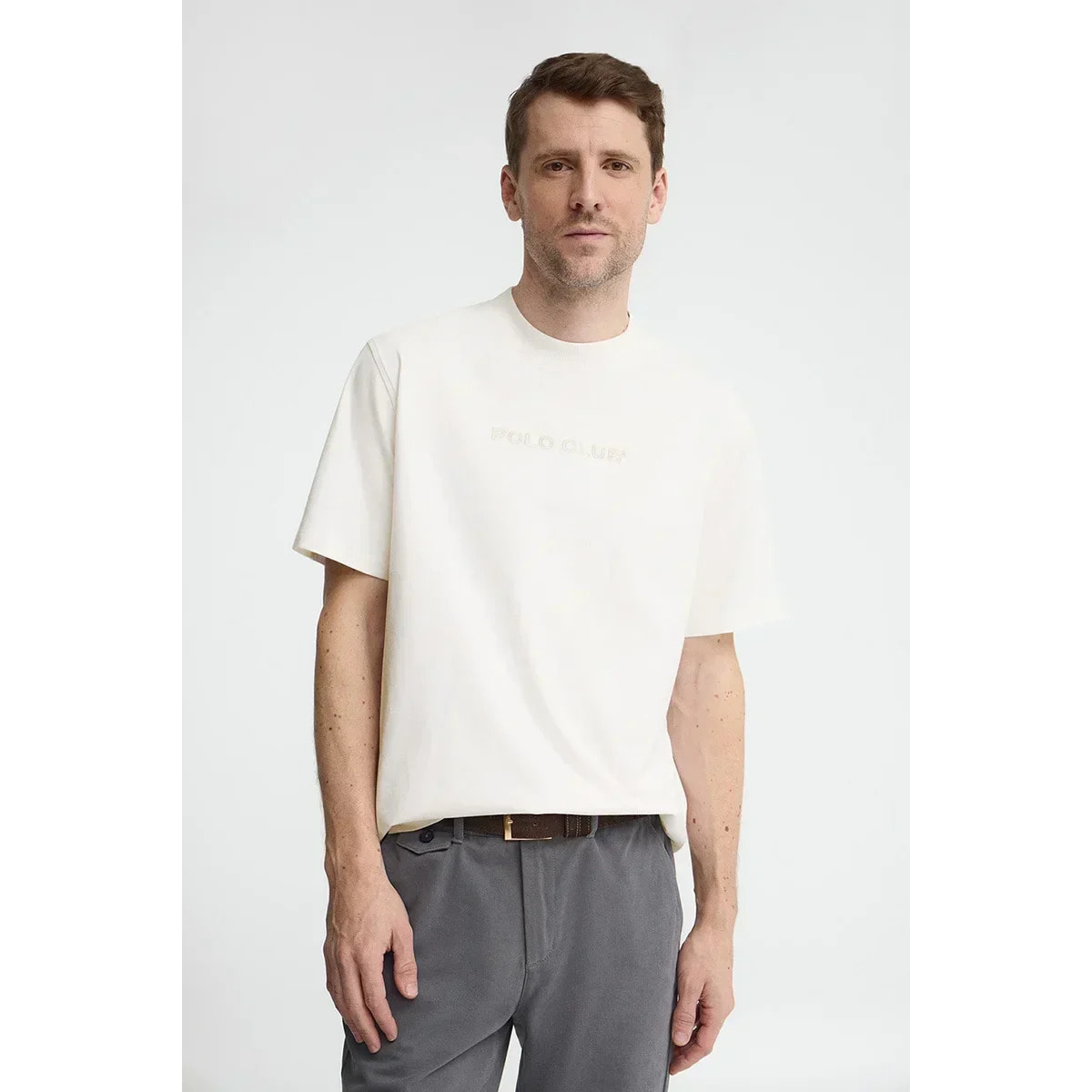 Maglietta bianca dal fit ampio con ricamo Polo Club