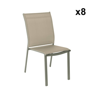 Table de jardin aluminium + 8 assises  ZARO + BUFFALO