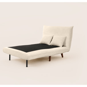 Lumi - Banquette convertible clic-clac 1 place en velours côtelé - Beige