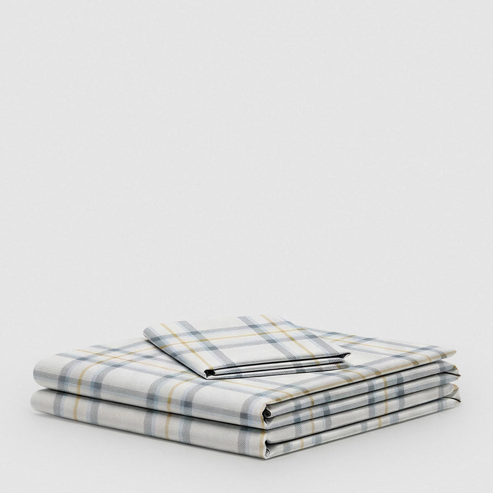 Set di lenzuola in cotone a quadri fre azzurro chiaro