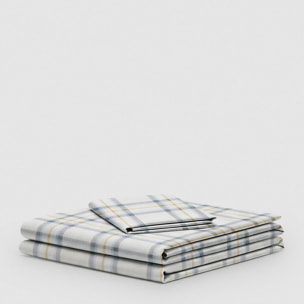 Set di lenzuola in cotone a quadri fre azzurro chiaro