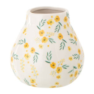 J-Line Vase Fleurs Dolomite - céramique - blanc/jaune clair - 2 pièces