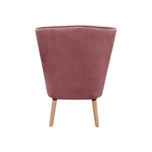 Fauteuil crapaud en velours côtelé et piètement en bois - HAPPY