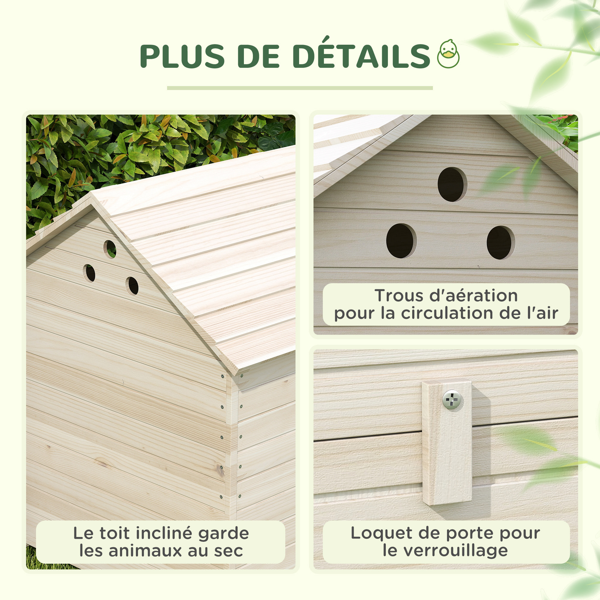 Maison pour rongeur - niche en bois - grand nichoir canard - 100 x 82 x 91 cm - naturel
