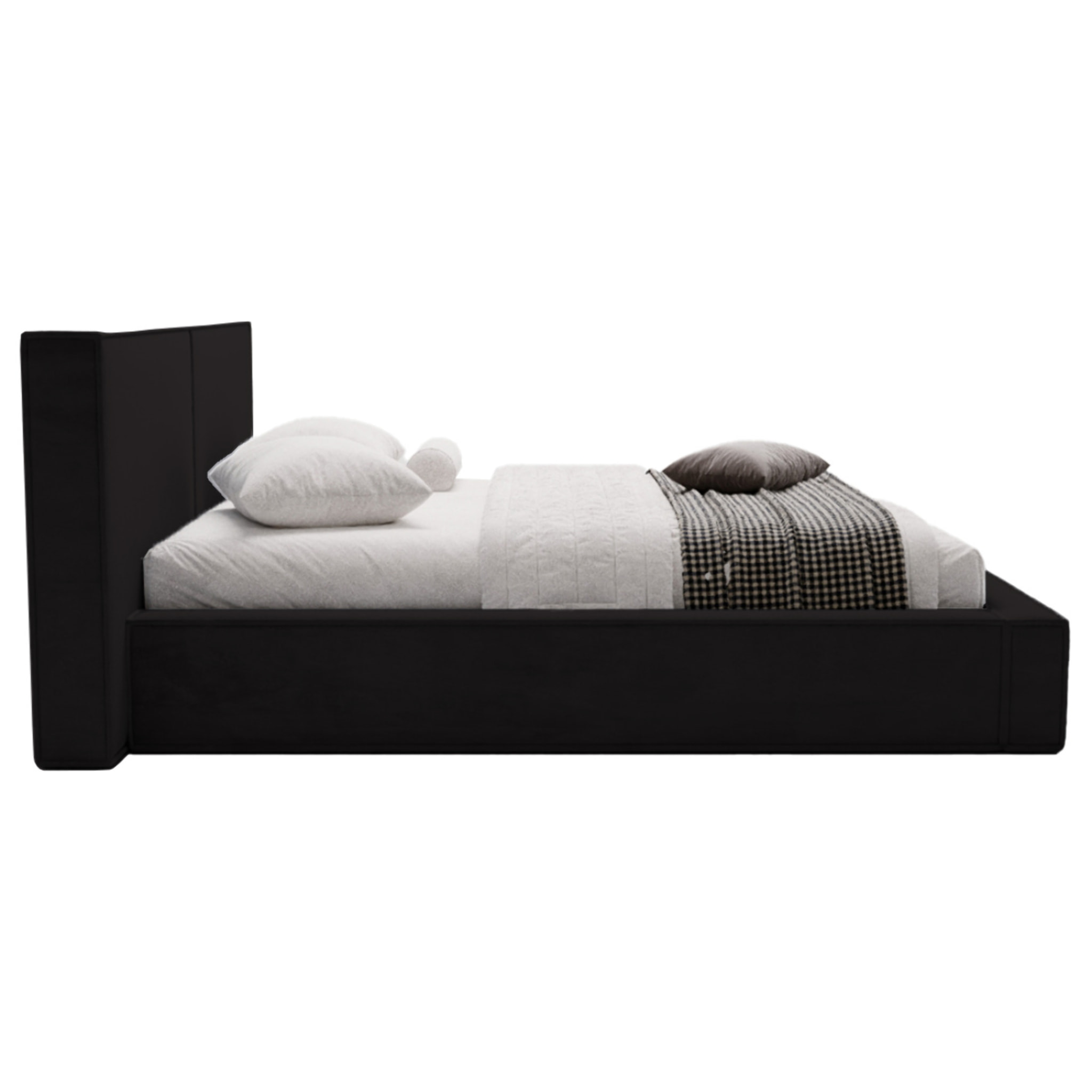 Eros - lit coffre - 180x200 cm - sommier inclus - en velours - Noir