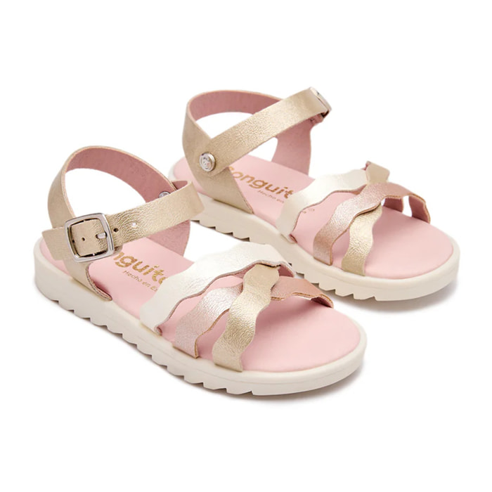 Sandalias Planas de Niña Planas en Dorado