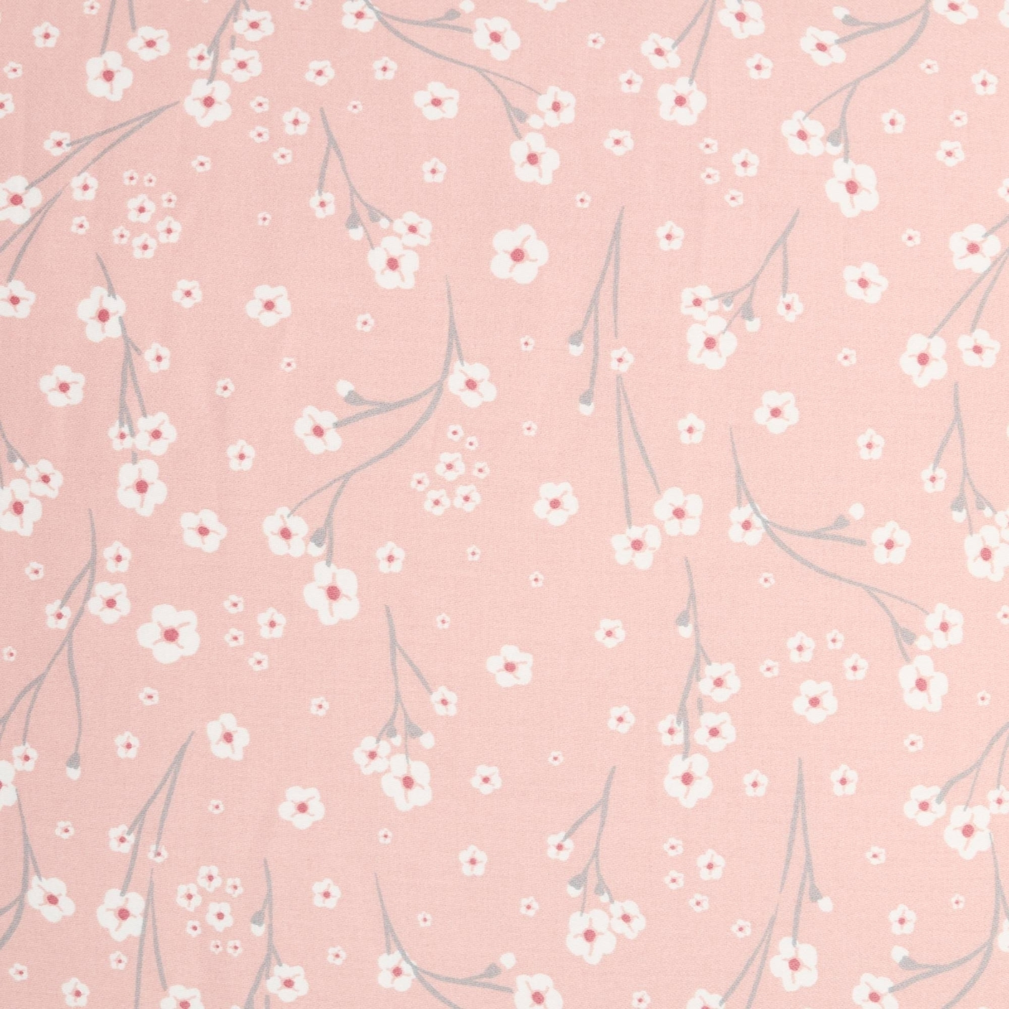 Funda almohada algodón satén flores Muna color rosa