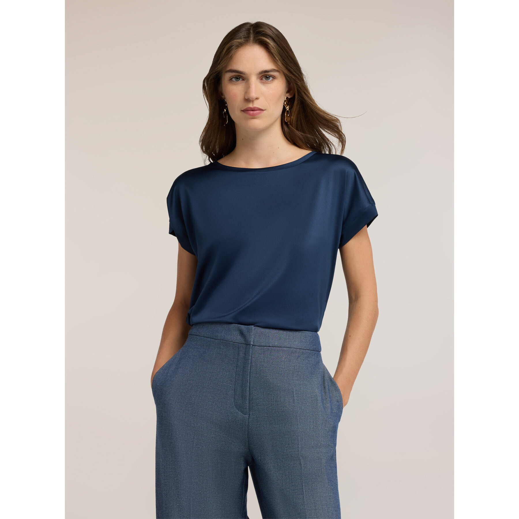 Motivi - T-shirt bimaterica - Blu