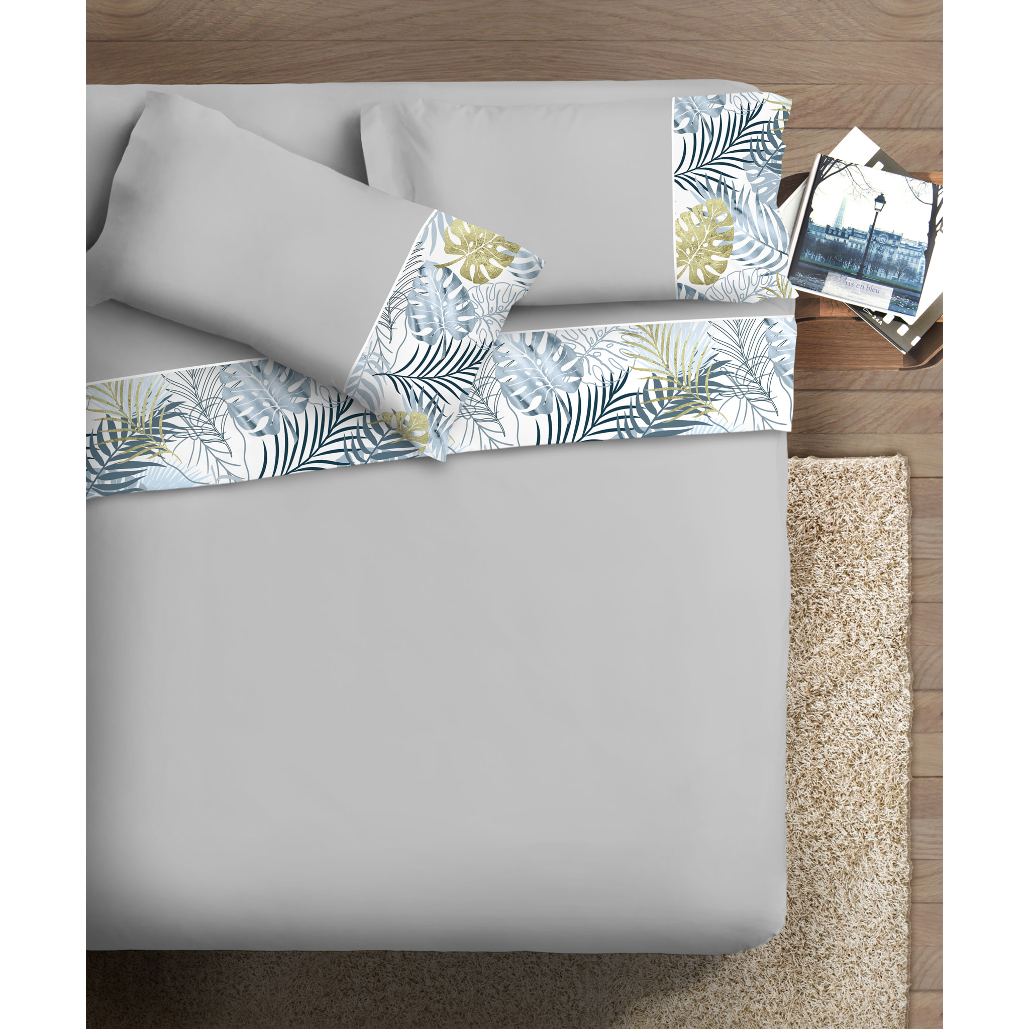 Completo letto Armonie IPERSAN Puro Cotone Tropical Grigio
