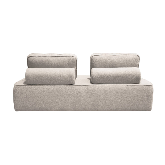 Set de 2 chauffeuses pour canapé modulable tissu bouclette beige 2 places Bao. L 180 x P 90 x H 74cm