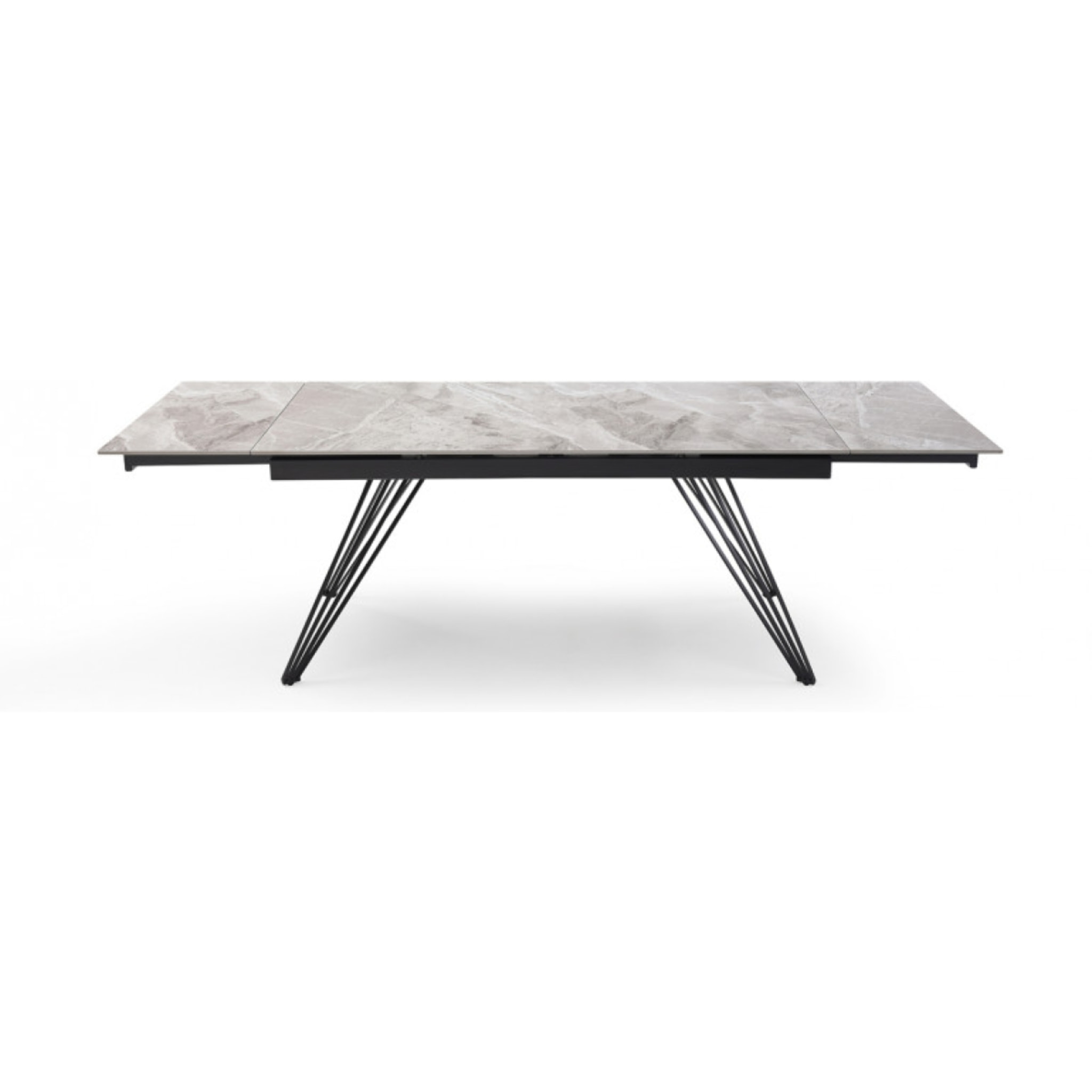 Table extensible en céramique gris brillant L160/240cm - 9 piètements - UNIK