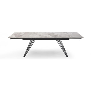 Table extensible en céramique gris brillant L160/240cm - 9 piètements - UNIK