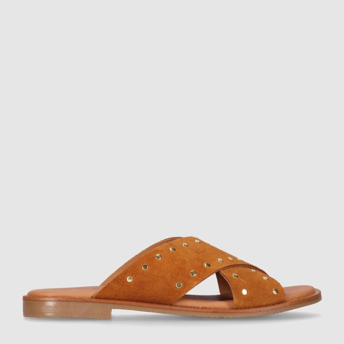 Sandalias de Serraje - Cuero - Tacón: Bajo