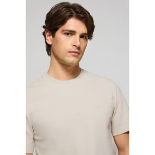 Camiseta gris claro microestructura con monograma bordado PC