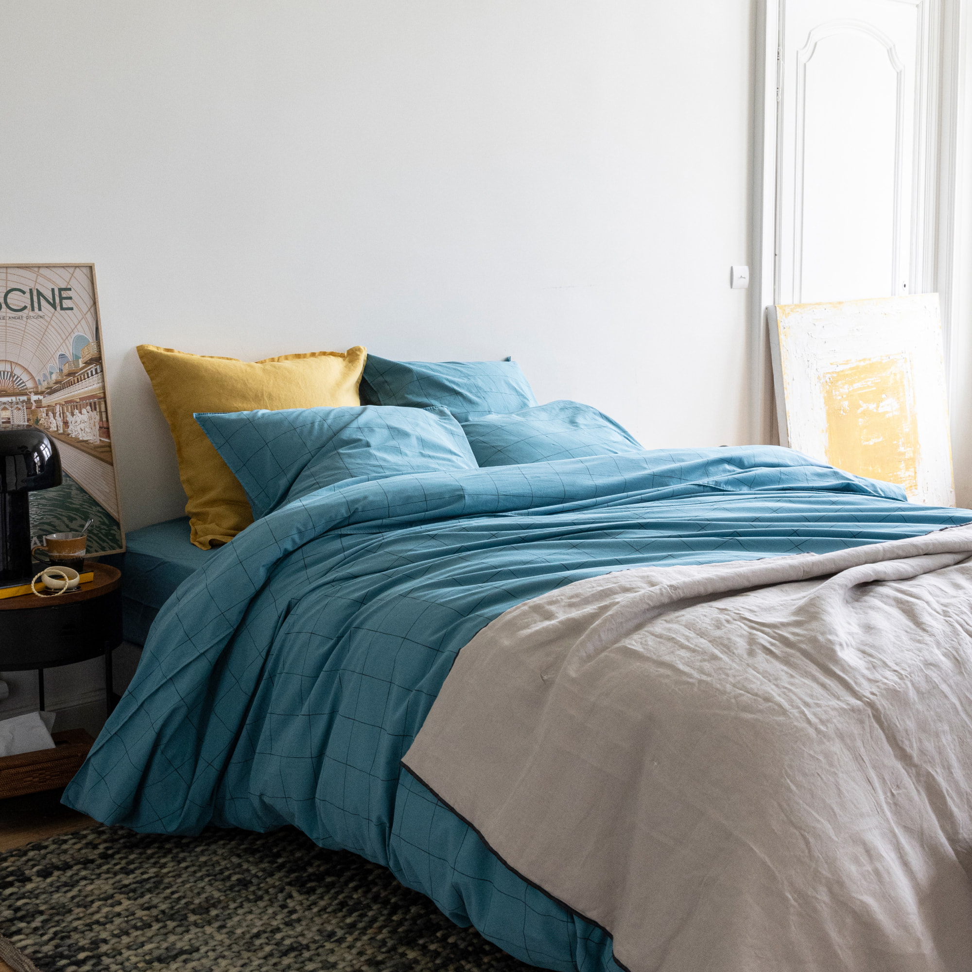 Housse de couette en percale de coton lavé, IMPRESSION GRAPHIQUE