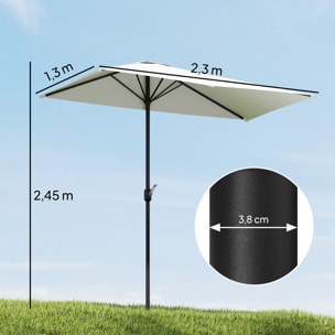Demi-parasol Ø 230 cm Parasol de balcon terrasse avec manivelle Protection solaire UV Polyester pour contre au mur, porche, balcon crème