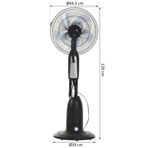 Ventilateur brumisateur sur roulettes - oscillant silencieux 90 W - 4 vitesses - dim. Ø 44 x 120H cm noir gris