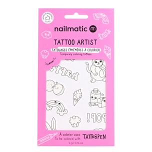 Tattoo Artist - Kawaï - Planche de Tatouage à Colorier