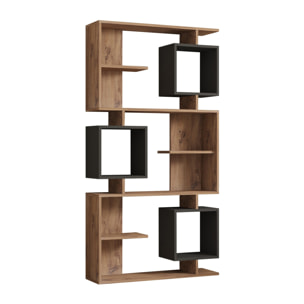 Bibliothèque design asymétrique 172cm effet bois et gris anthracite SOHO