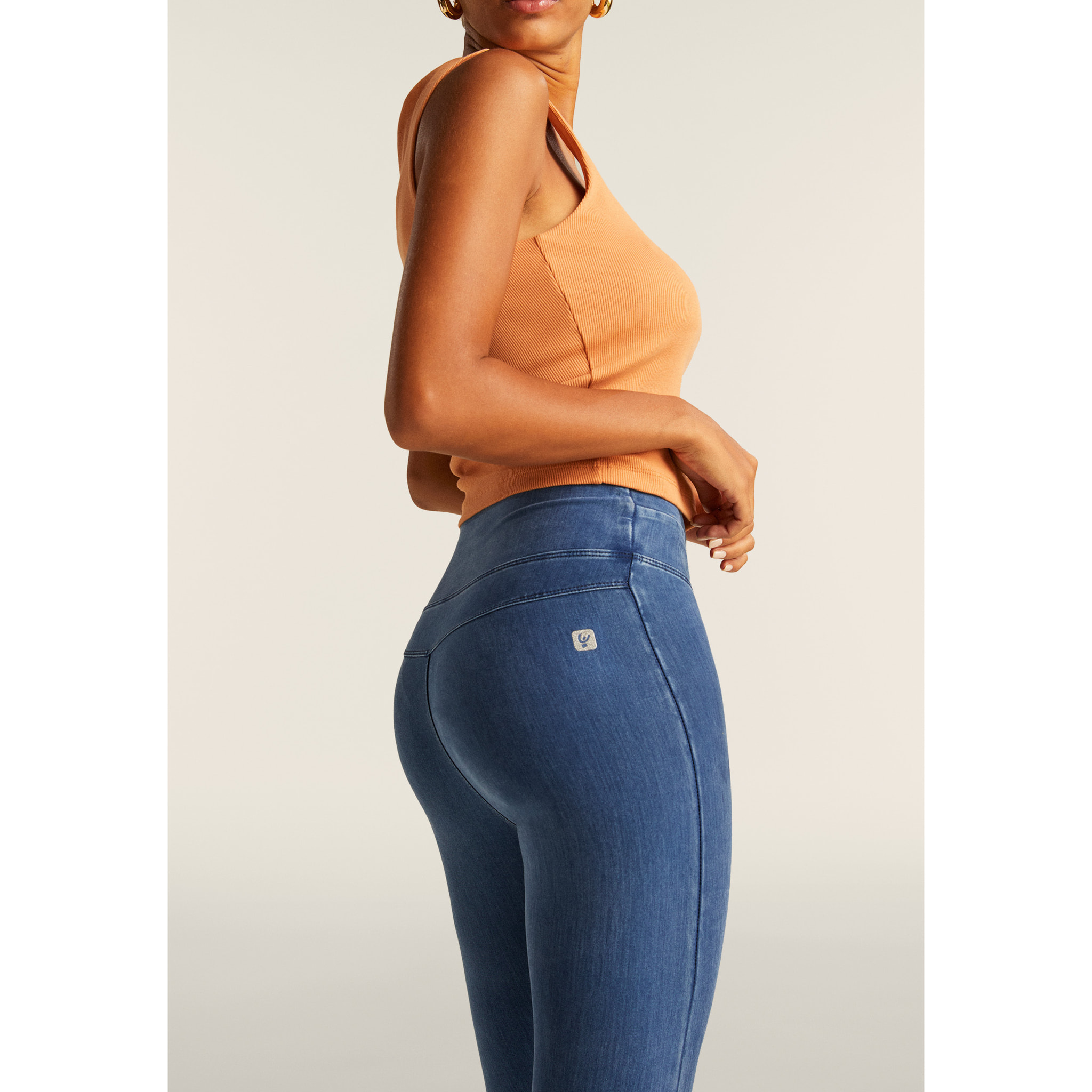 Jeggings N.O.W. 7/8 con vita alta in tencel denim