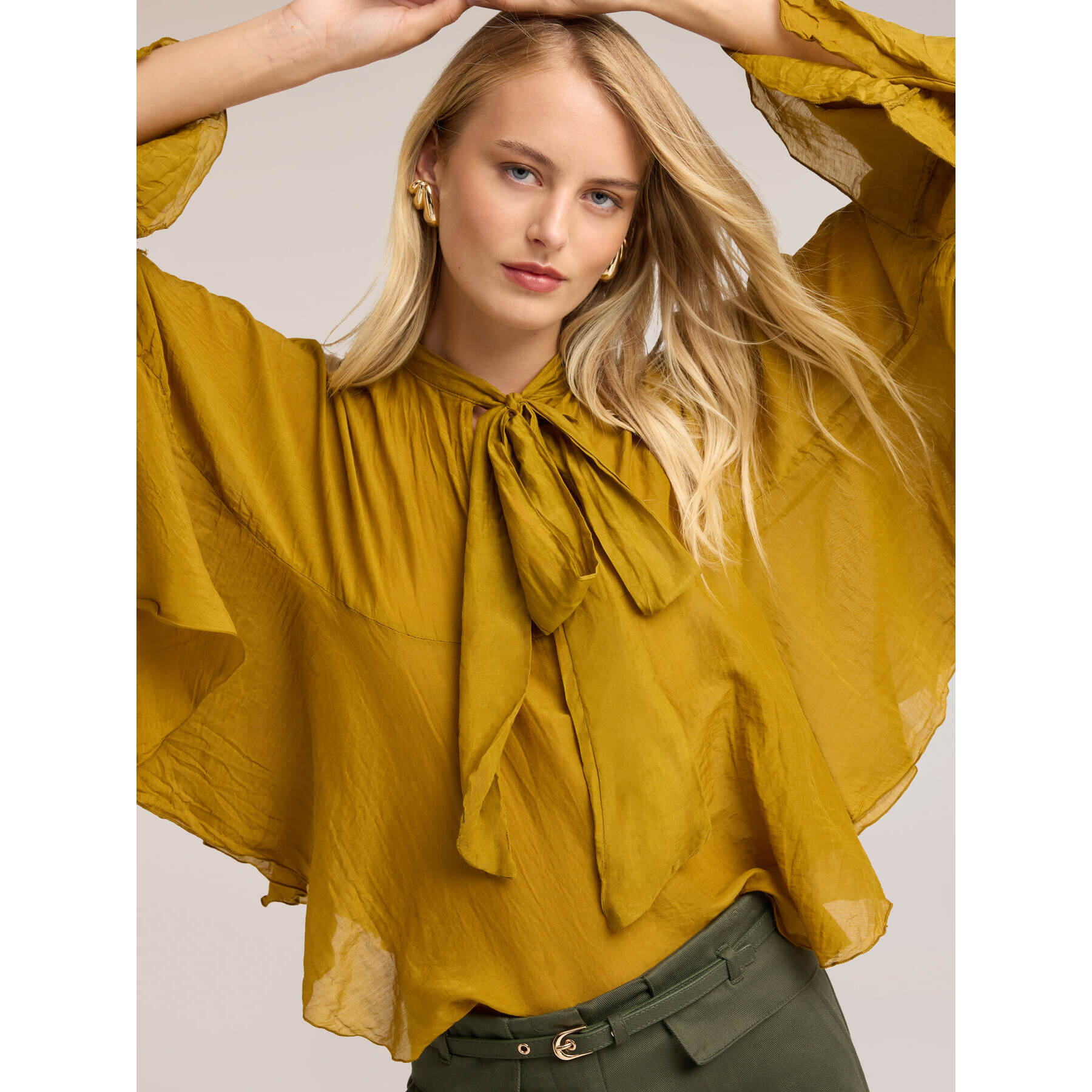 Motivi - Blusa oversize de mezcla de seda - Amarillo