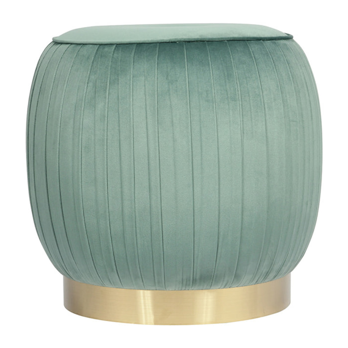 Pouf contenitore Lyla in velluto verde menta