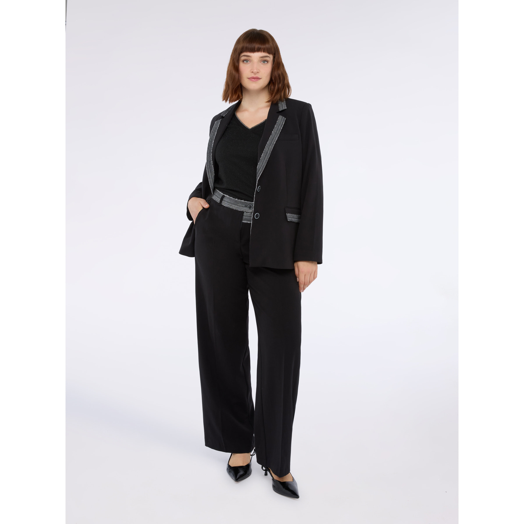 Fiorella Rubino - Pantalones Wide Leg con detalle decorativo - Negro