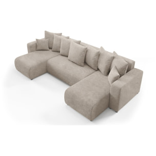GLORIA - Canapé panoramique 6 places en tissu beige