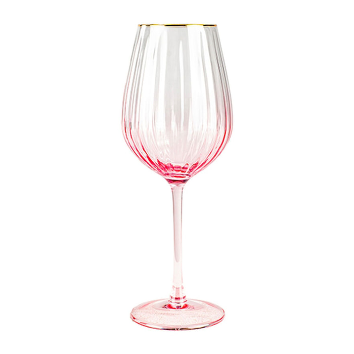 Lot de 4 verres à pied en verre 57,5cl rose GATSBY