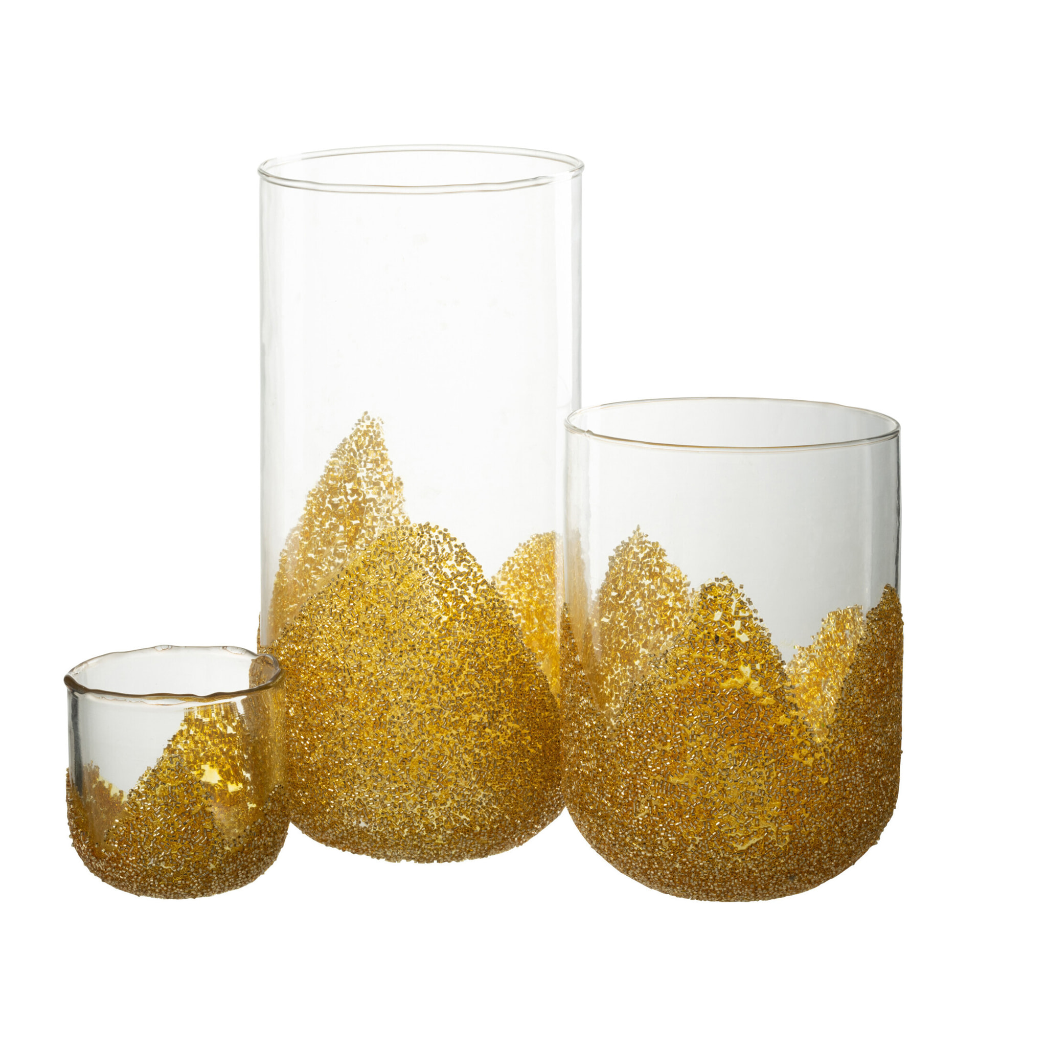 J-Line Bougeoir Strass Verre Transparent/Or Large