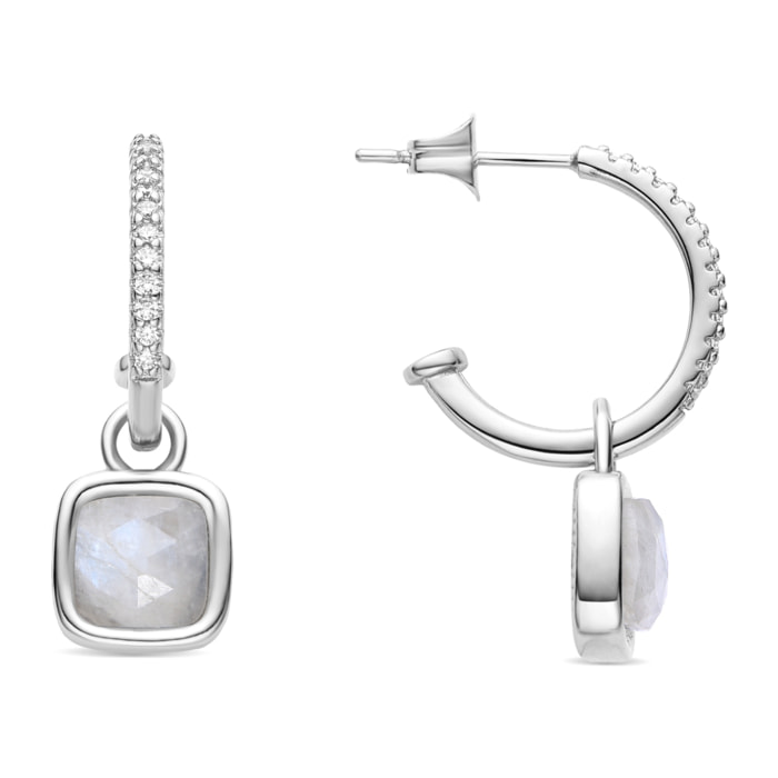 Pendientes de Cristal Blanco acabados en rodio