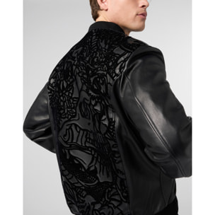 PHILIPP PLEIN Leather Bomber Dragon Skull
