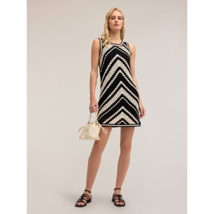 Motivi - Vestido corto de punto crochet - Negro