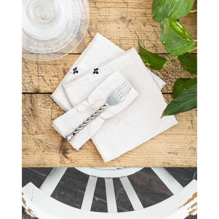 Lot de 3 serviettes de table ''Gaïa'' 40 x 40 cm ''Gaze de Coton'' - Gaïa Chantilly
