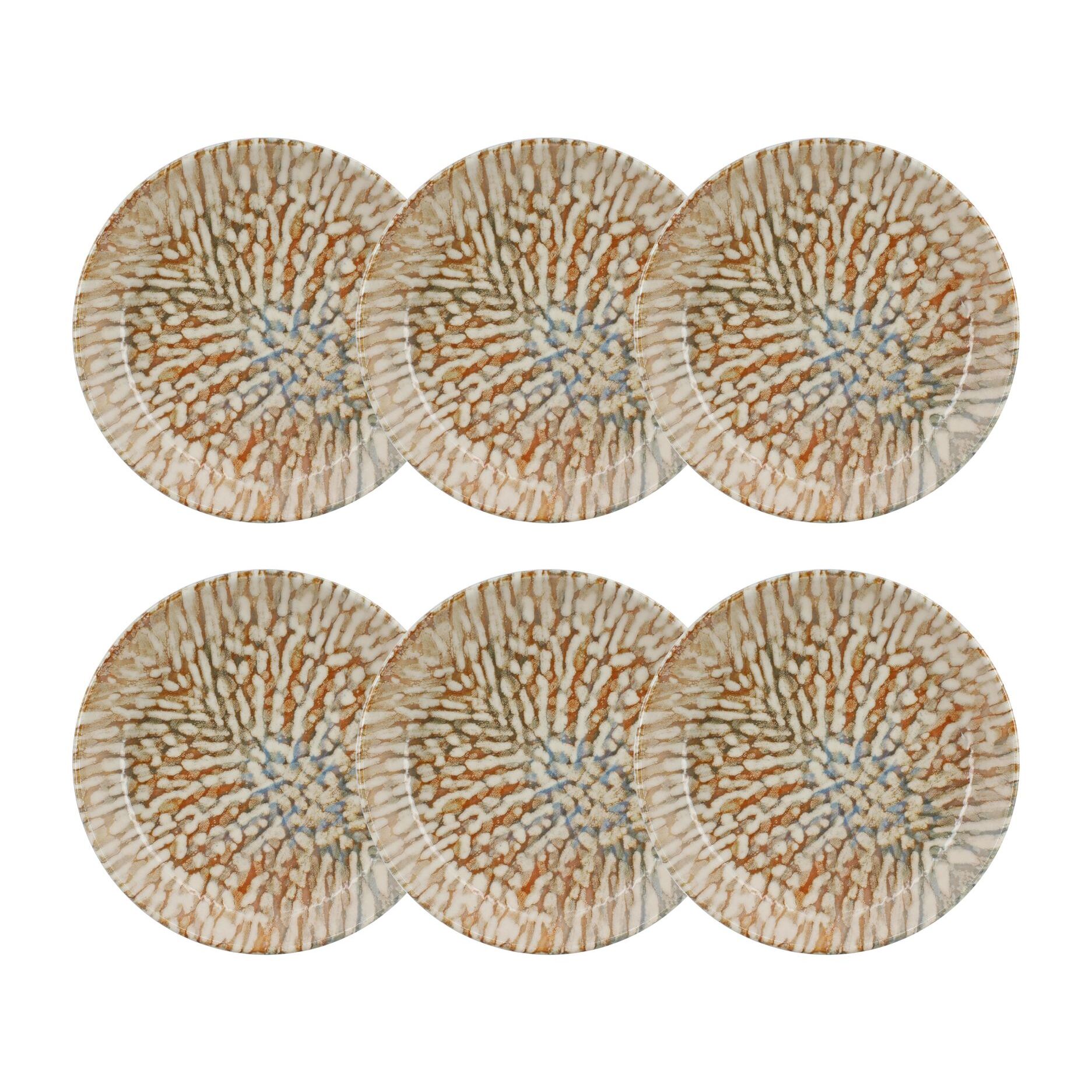 Lot de 6 assiettes creuses en grès 20,5cm  AMBRE