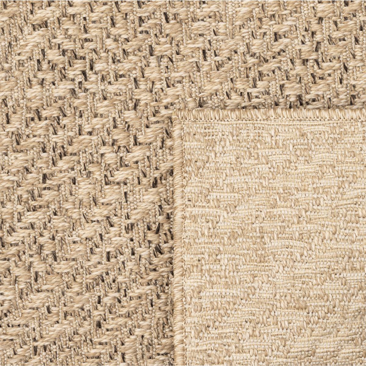 Tapis extérieur intérieur REZY aspect jute motif rond  ton sur ton