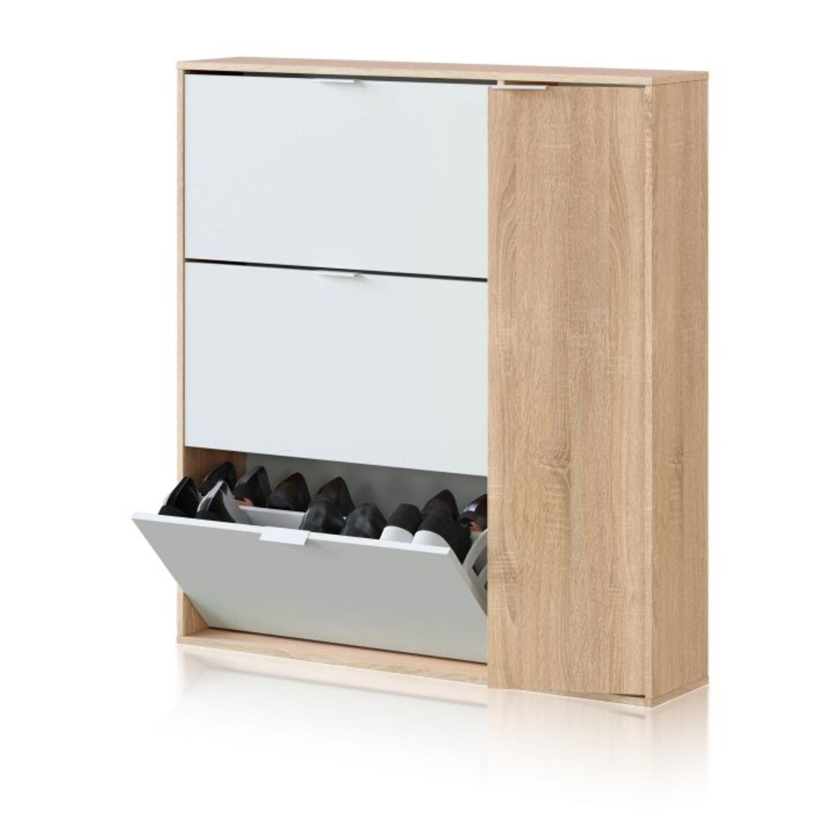 Zapatero Eris 4 Puertas Blanco Artik (Blanco Mate) - Roble Canadian