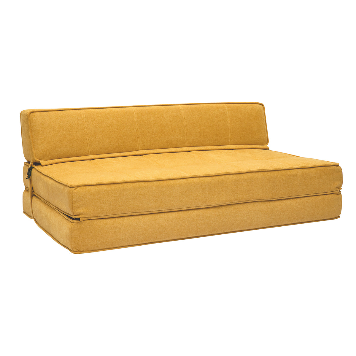 Chauffeuse 2 places convertible en tissu effet velours jaune moutarde KATY