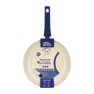 Poêle 28cm en aluminium recyclé et antiadhésif bleu - tout feux GINETTE